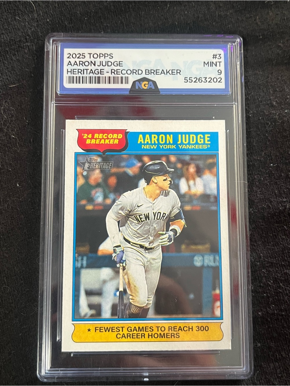 NGA Mint 9 Aaron Judge ‘25 Topps Heritage ‘24 Record Breaker New York Yankees #3